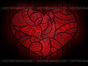 Темно-красный орнамент в виде сердца - изображение в векторном виде