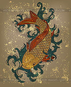 Japanese koi carp fish - vector image