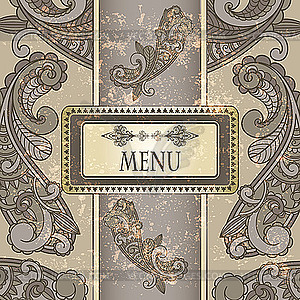 Menu with paisley pattern - vector clipart