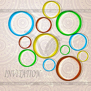 Invitation with bright circles - vector clipart