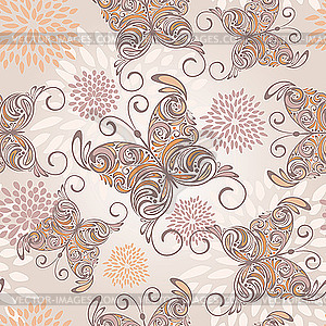 Seamless pattern with butterflies - vector clipart