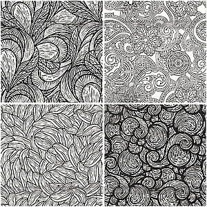 Set with monochrome seamless patterns - vector clipart