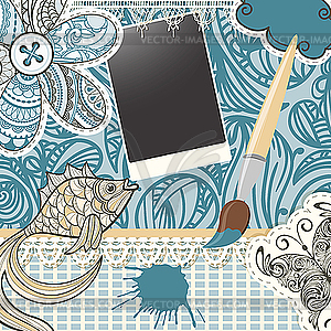 Scrapbook design pattern on seamless background - vector clipart