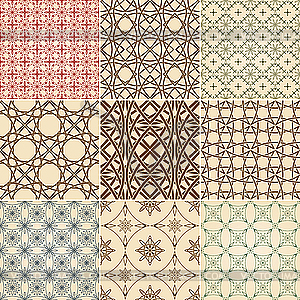 Set of nine seamless patterns - vector clip art