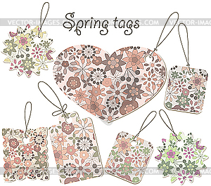 Spring tags with floral pattern - vector clip art