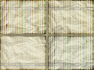 Set: striped backgrounds on crumpled burning paper - vector image