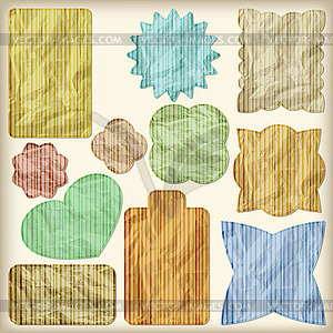 Set of foil cut shiny striped vintage tags - vector image