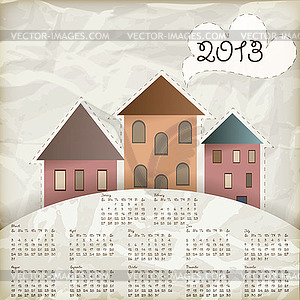 Retro background with old houses, place for your text - vector image