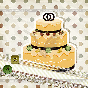 Vintage pattern with wedding cake and retro background - vector clipart