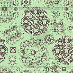 Seamless floral pattern in green and brown - vector clipart