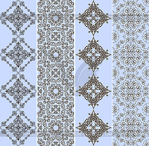 Retro bookmarks with seamless floral patterns - vector image