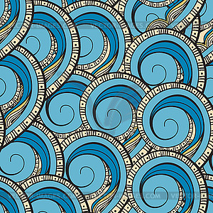 Seamless ethnic pattern with waves - vector EPS clipart