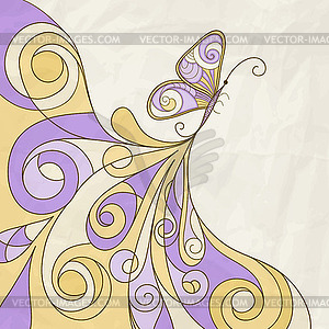 Butterfly pattern on crumpled paper - vector image