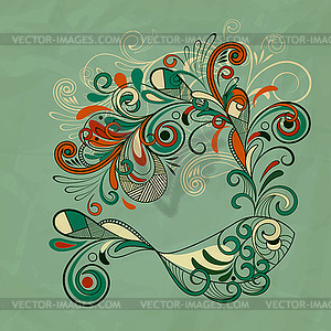 Whale with floral fountain - vector clipart