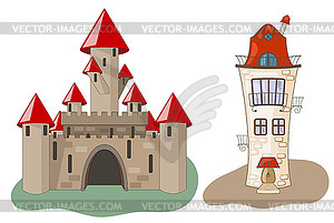 Castle and House - vector image