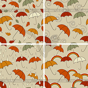 4 Autumn Seamless Patterns - vector clip art