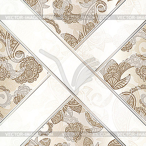 Seamless paisley background with ribbons - vector clip art