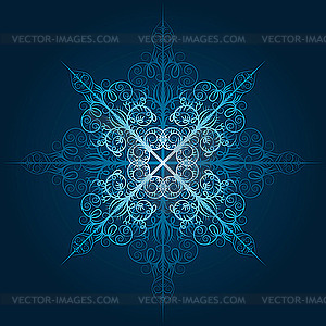 Highly detailed blue snowflake - vector clipart