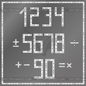 Metal numbers - vector clip art