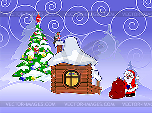 Christmas card with Santa Claus - vector clipart