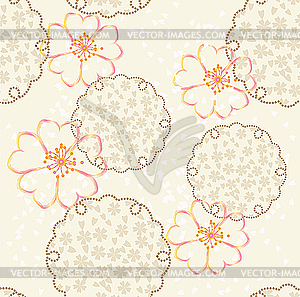 Japanese background with cherry blossom - vector image