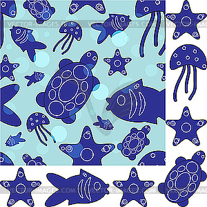 Marine life composition - vector clipart