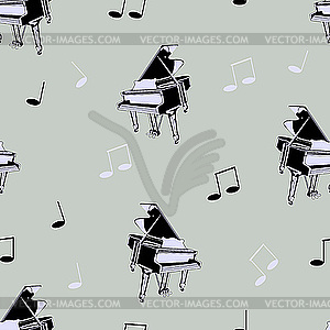 Seamless piano background with music notes - vector clipart / vector image