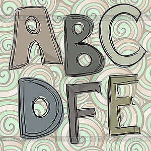 Abcdef doodle letters - vector image