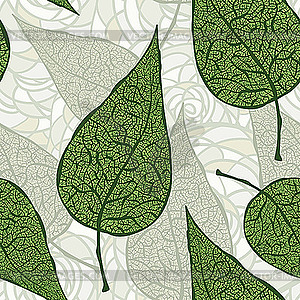 Seamless vintage green leaves - vector image