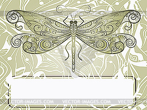 Dragonfly with frame - vector clipart