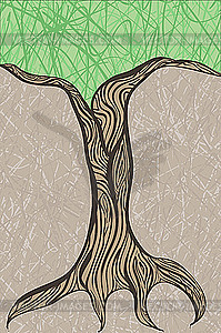 Oak tree trunk at the top - vector image