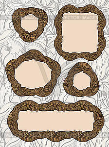 Five vintage wooden frames - vector clipart