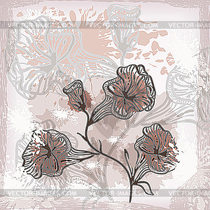 Grunge background with flowers - vector image