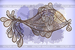 Fish on splash of water - vector clipart