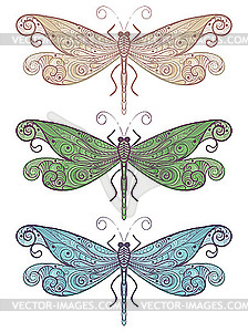 Three dragonflies - vector clip art