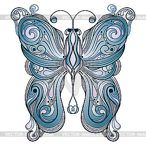 Красивая бабочка в винтажном стиле - клипарт в векторном виде