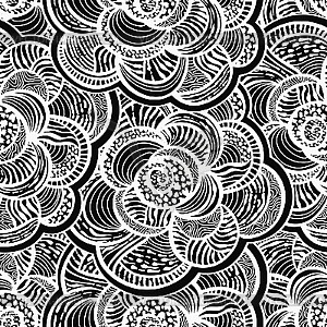 Monochrome floral background with flowers - vector clipart