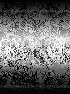 Seamless monochrome background with abstract flowers - vector image