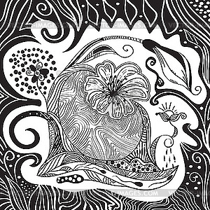 Abstract picture with flowers - vector image