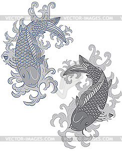 Japanese style koi (carp fish) - vector image