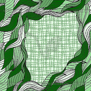 Рамка с зелеными листьями - изображение в векторном формате