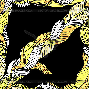 Yelow frame of braids on black - vector image