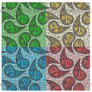 Ethnic bright seamless paisleys - vector clipart