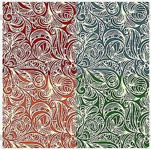 Бесшовные цветочные узоры - векторизованное изображение клипарта