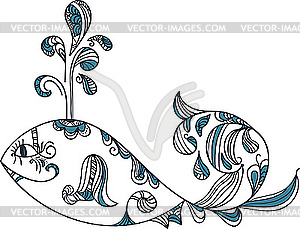 Stylized ethnic whale  - vector clip art