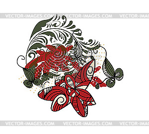Modern abstract floral grunge composition - vector clipart