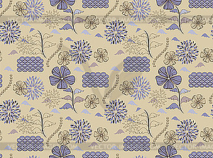 Japanese style seamless spring floral pattern - vector clip art