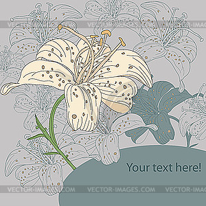 Card with lilies - vector clipart