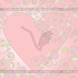 Card with heart and floral ornament - vector clipart