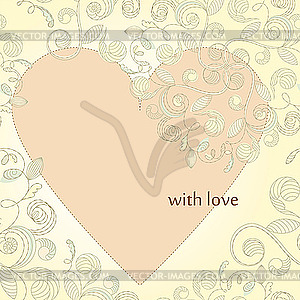 Card with heart and floral ornament - vector clip art